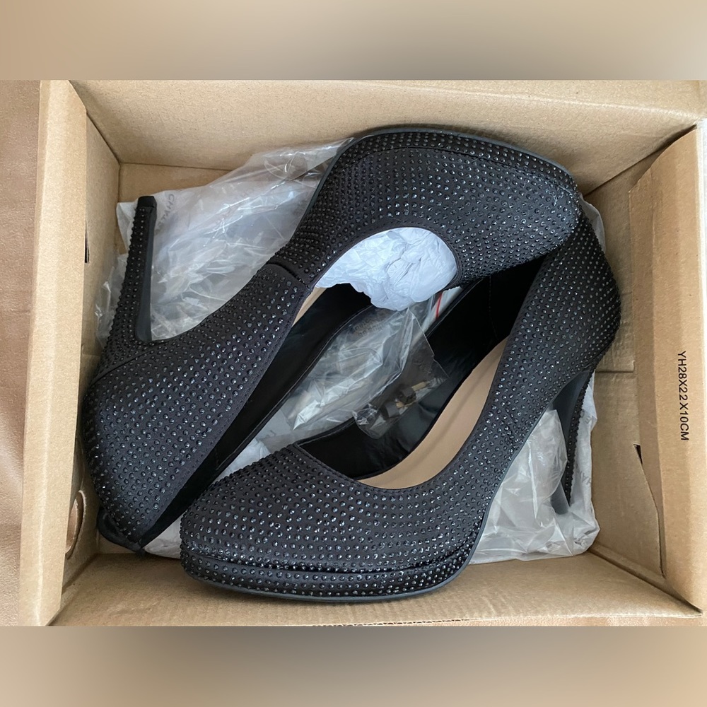 Sold - NIB rhinestone black heels.